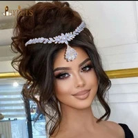 a26 bohemia zircon forehead chain waterdrop wedding bridal hair chain headpiece for women headwear hair jewelry lady headband