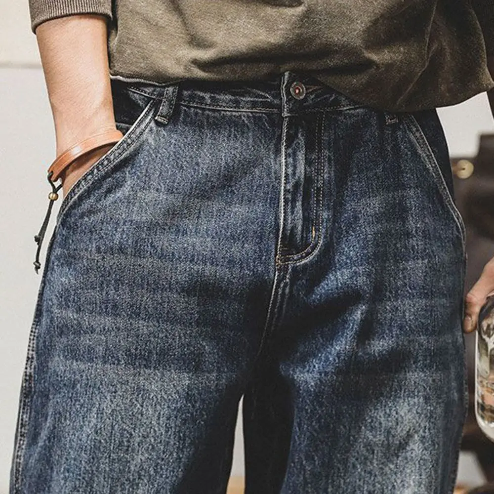 Men's Jeans Retro Straight Street Fashion Wide Leg Pants Loose Casual American Style Ami Khaki Wash Loose Jeans High Quality