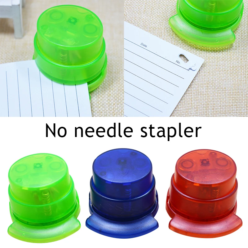 

1PC Random Color Staple-Free Stapler Creative Convenient Paper Binding Stapler Paper Punch Tool Student Stationery Supply