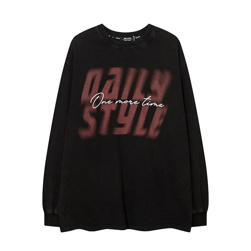 Винтажная свободная футболка большого размера с длинным рукавом в американском