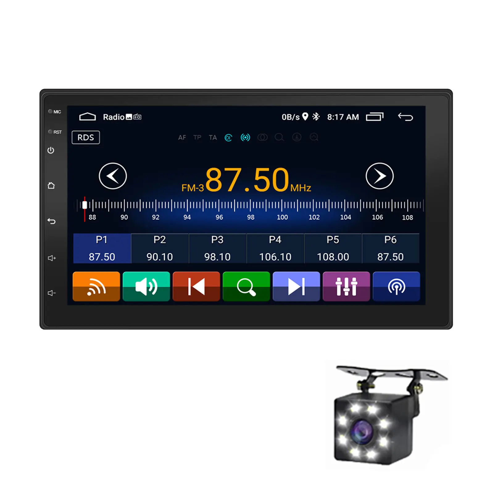 

Car Radio Video Player Car Stereo Player with GPS Navigation 7 Inch Android 10.1 Touch Screen WiFi Mirror Link Multimedia