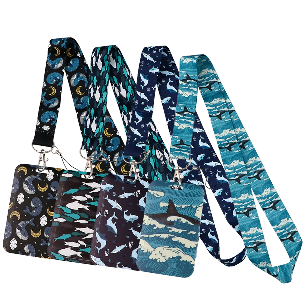 

Lanyard Keychain Whale Wave Cartoon ID Credit Card Cover Pass Mobile Phone Neck Straps Badge Holder Key Holder Accessories
