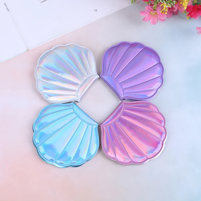 

GU344 Shell Compact Mirror Makeup Mirror Portable PU Leather 1:2 Magnifier Make Up Mirrors Girls 2-Face Pocket Cosmetics Mirro