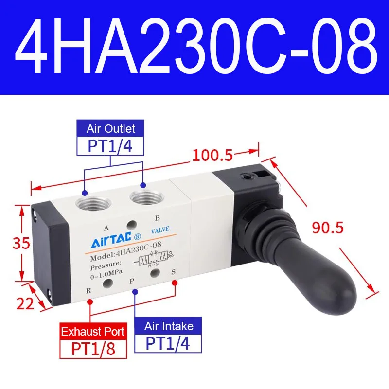 AIRTAC Ручной пневматический клапан 4H210 4HA230 4H310 4HA330