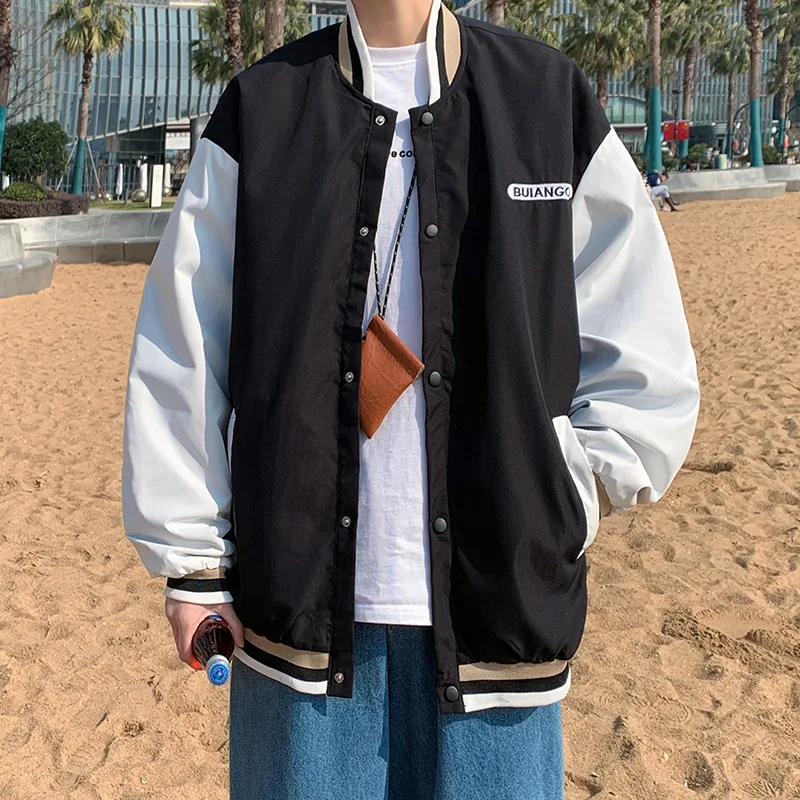 

Black Baseball Jacket Women Hiphop College Coats 2022 New Spring Autumn Loose Harajuku Varsity Bomber Jackets Men Streetwear Top