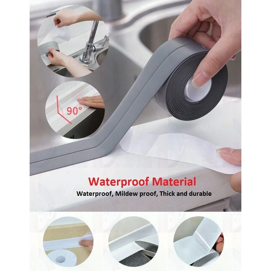 

[Ready Stock] Wall Corner Window Bath Tape Sealing Strips PVC Kitchen Waterproof Wall Sticker Self-Adhesive Seam Toilet