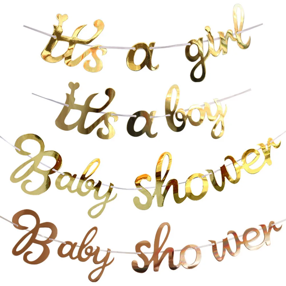 

1PC Gold Baby Shower Banner Its a Boy Girl Bunting Garland Baby Shower Birthday Decoration Gender Reveal Party Supplies