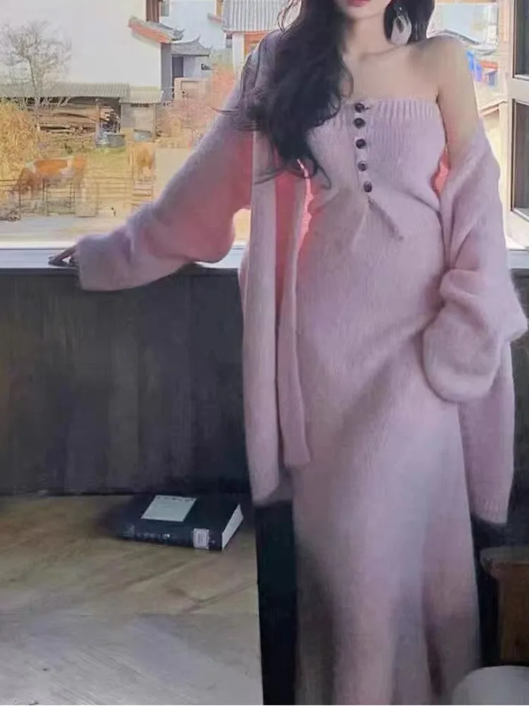 Женский вязаный комплект из 3 предметов