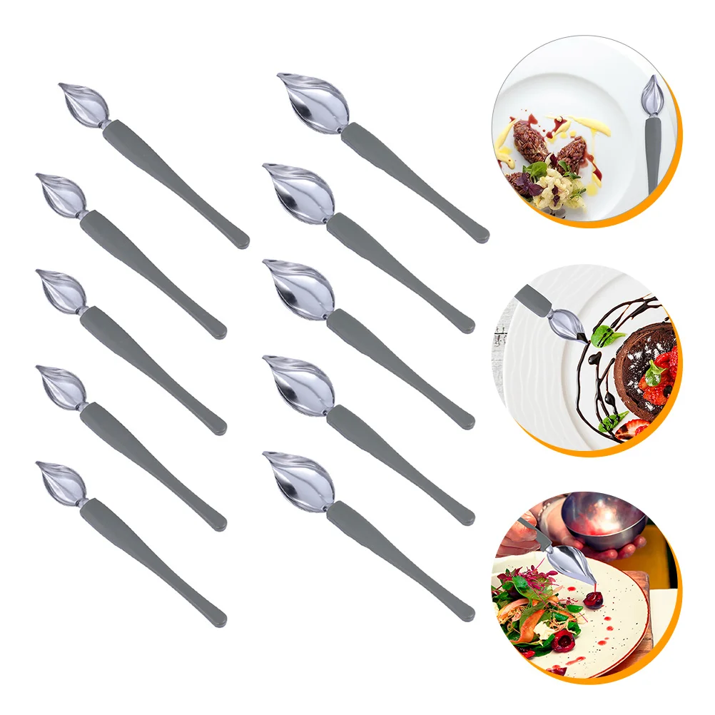 

10 Pcs Piping Spoon Dessert Painting Spoons Chocolate Dipping Tools Drawing Decorating Stainless Steel Chef Filter