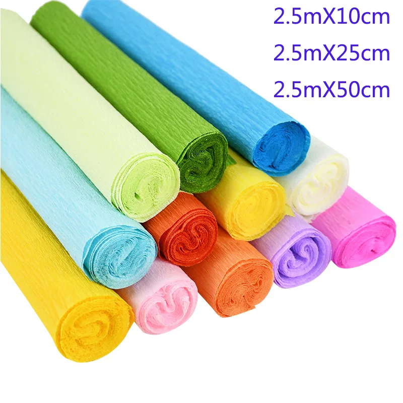 

Colored Crepe Paper Roll Origami Crinkled Crepe Paper Craft Birthday Wedding Party Backdrop DIY Decoration 1/2Pc 2.5mX10/25/50cm