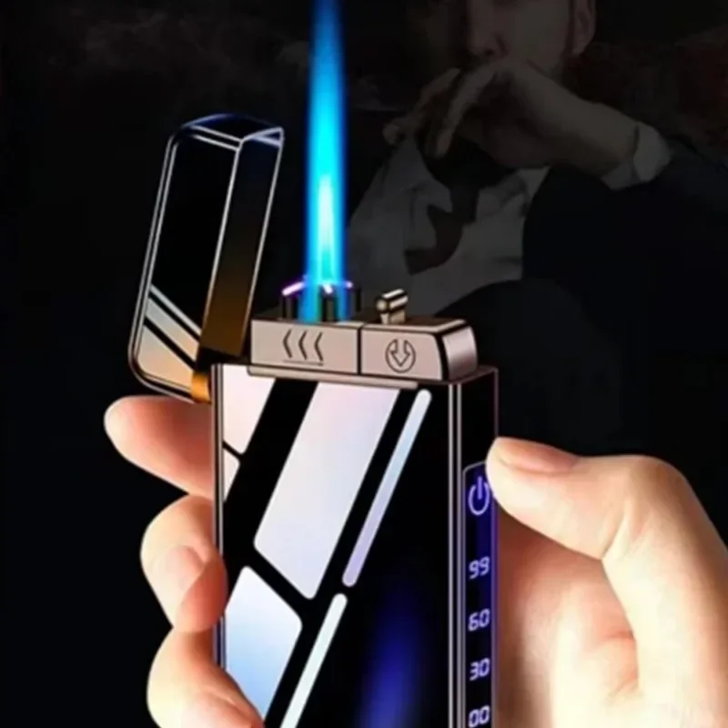 Ветрозащитная металлическая зажигалка USB 라타 타 Jet двойная плазменная дуга