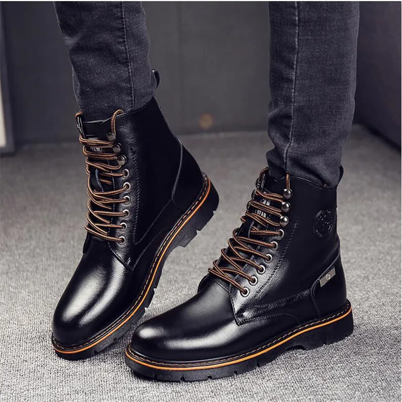 Boots Winter Snow Warm Casual Shoes Men Boots Genuine Leathe