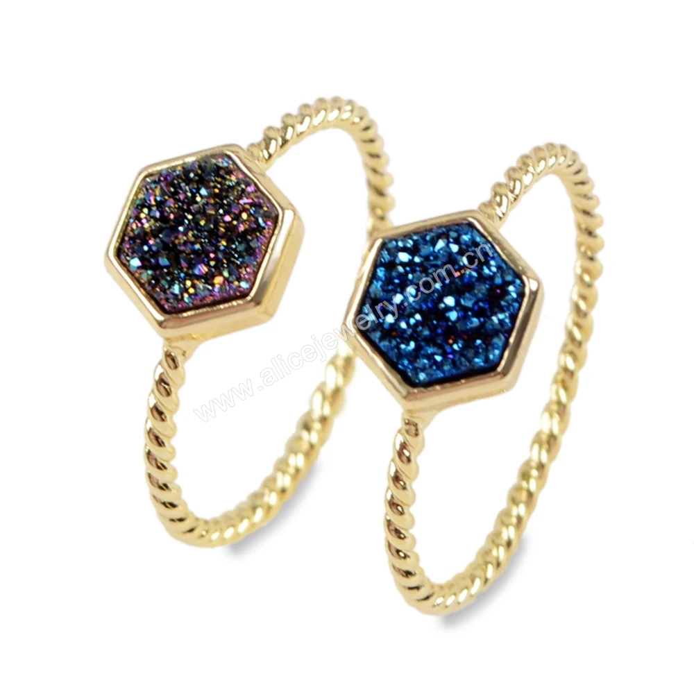 

5 шт., шестигранные кольца из драгоценных камней