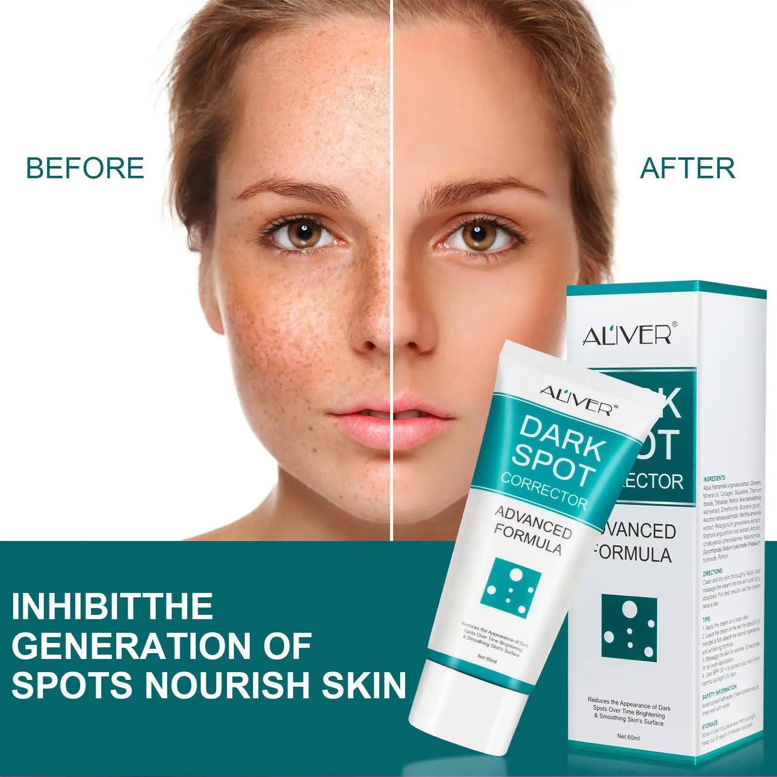 

60ML Whitening Freckle Cream Face Melasma Remover Dark Spots Moisturizing Remove Brightening Skin Effective Repair Anti-Aging
