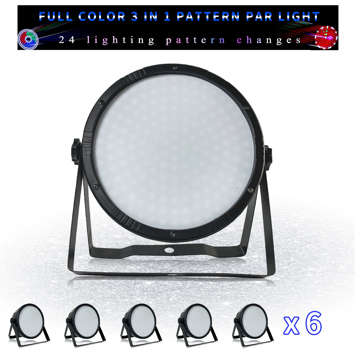 

6Pcs/Lots RGB Full Color 3 in 1 LED Par Light 169 SMD Light Beads 24 Patterns Change Background Dyeing Effect Stage Light
