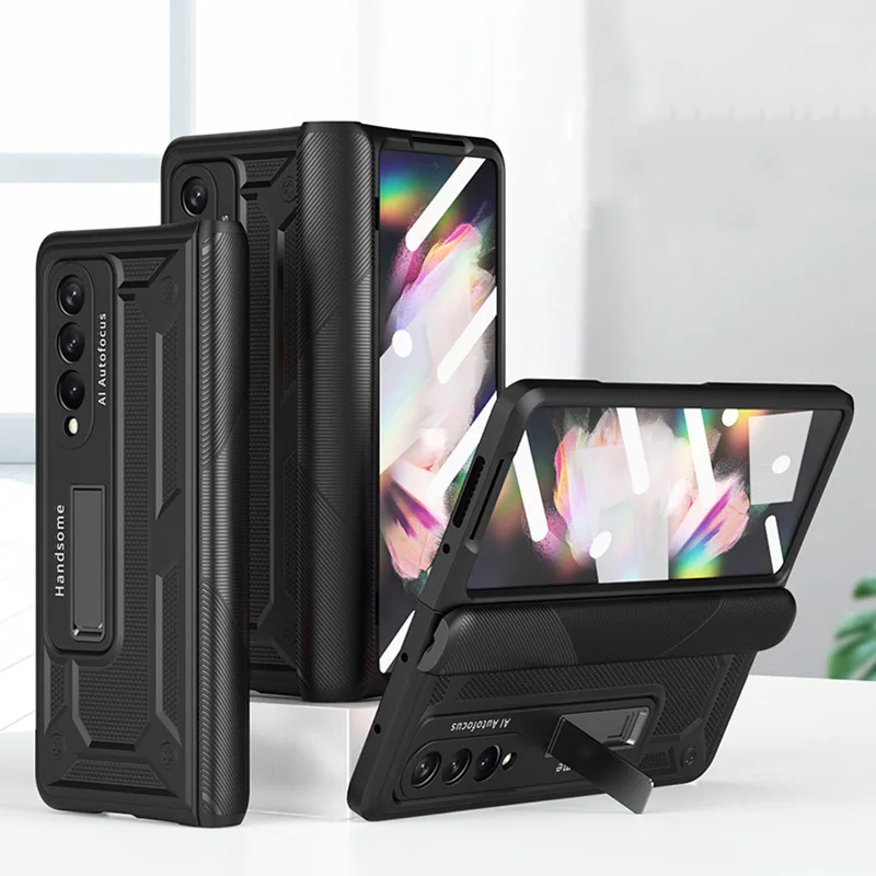 Luxury Shockproof Case for Samsung Galaxy Z Fold 3 Case Cover for Samsung Z Fold3 Case Samsung W22 Hinge Fundas Bracket Stand