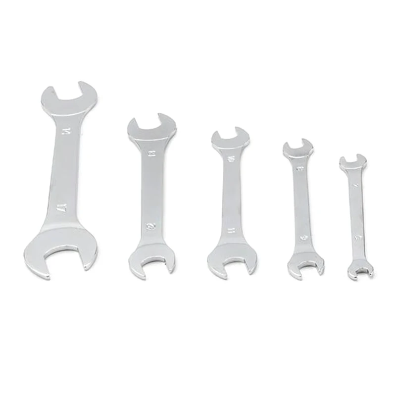 

Open Ended Spanner 5 Pcs Double End Silver Wrench Ultra Thin Repairing Tool for Use Under Narrow Space Conditions