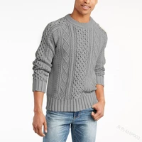 mens sweater top spring and autumn fashion slim solid color knitted sweater mens casual long sleeve crew neck pullover sweater