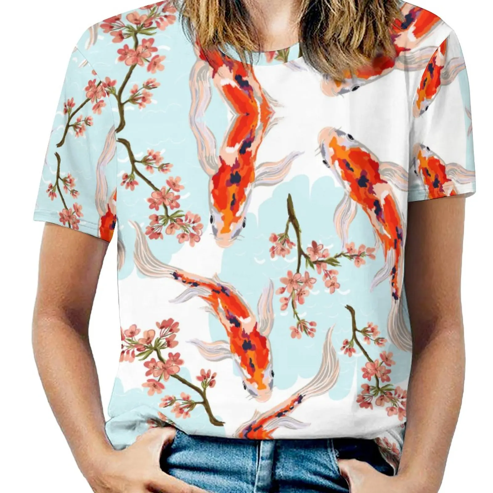 

Seamless-floral-pattern-background-with-hand-drawn-koi-fish-tropical-japanese-flowers-branches Movement T-shirt Harajuku Nerd Gr