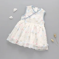 new girls summer dress western style baby dress retro floral childrens skirt baby childrens clothing