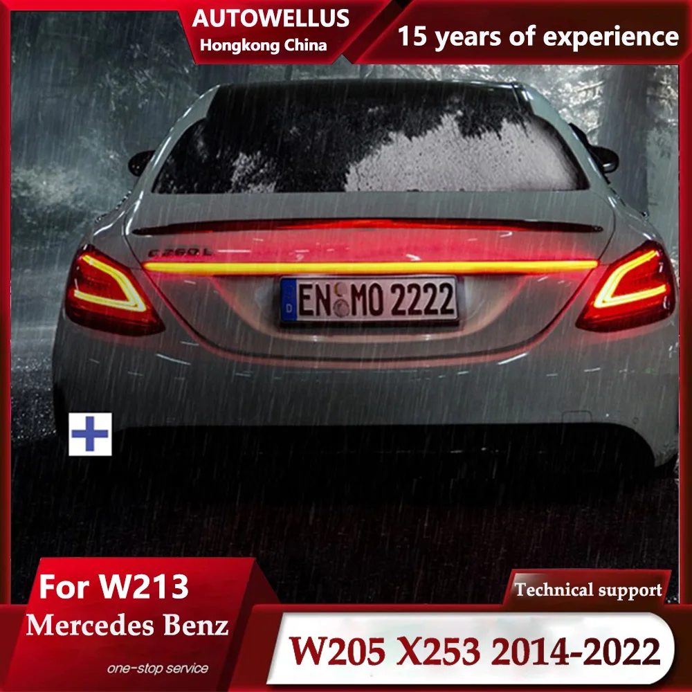 

Черно-красный светодиодный задний фонарь для benz C E класса W205 W213 2016-2022, светодиодный задний фонарь, широкий свет, светодиодный поперечный све...