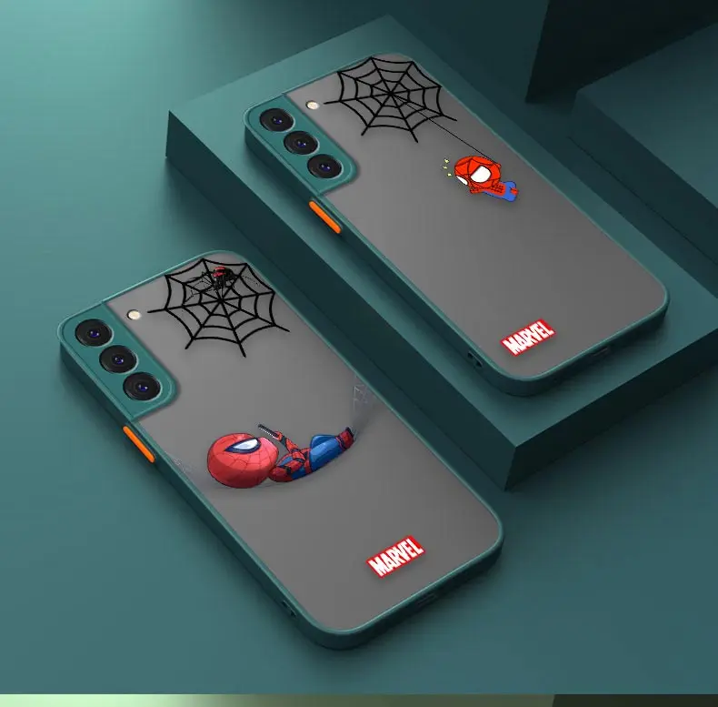 

Marvel Superhero Spider Man Cute Cartoon Matte Case For Samsung S23 S23 S22 S21 S20 S10 S9 S10E FE Lite Plus Ultra 5G Hard Case