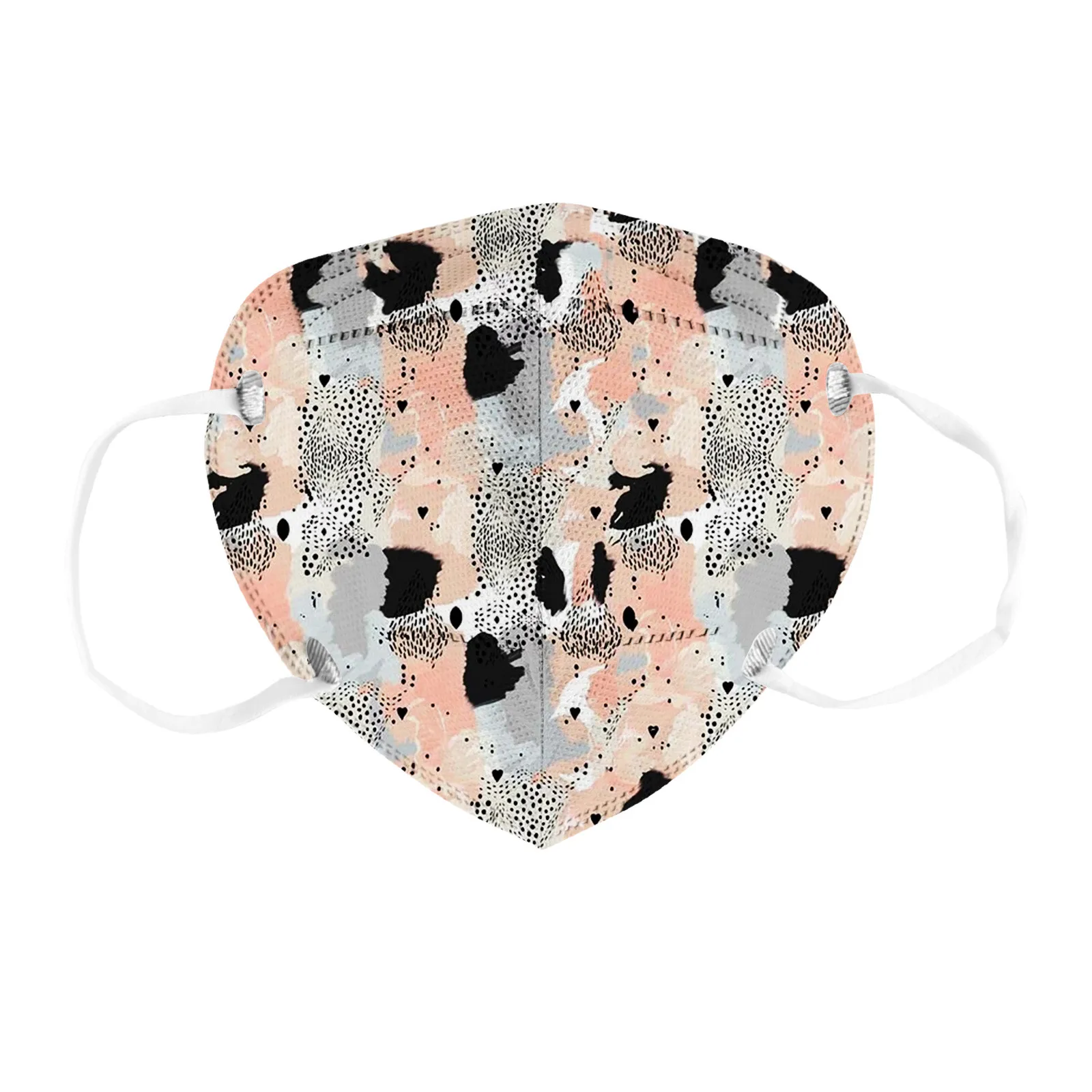 Маска для лица с принтом из Кореи на 4 слоя, повторяемая, для женщин, с защитой от вредных веществ и не оставляющая следов помады, 5 штук в упаковке.