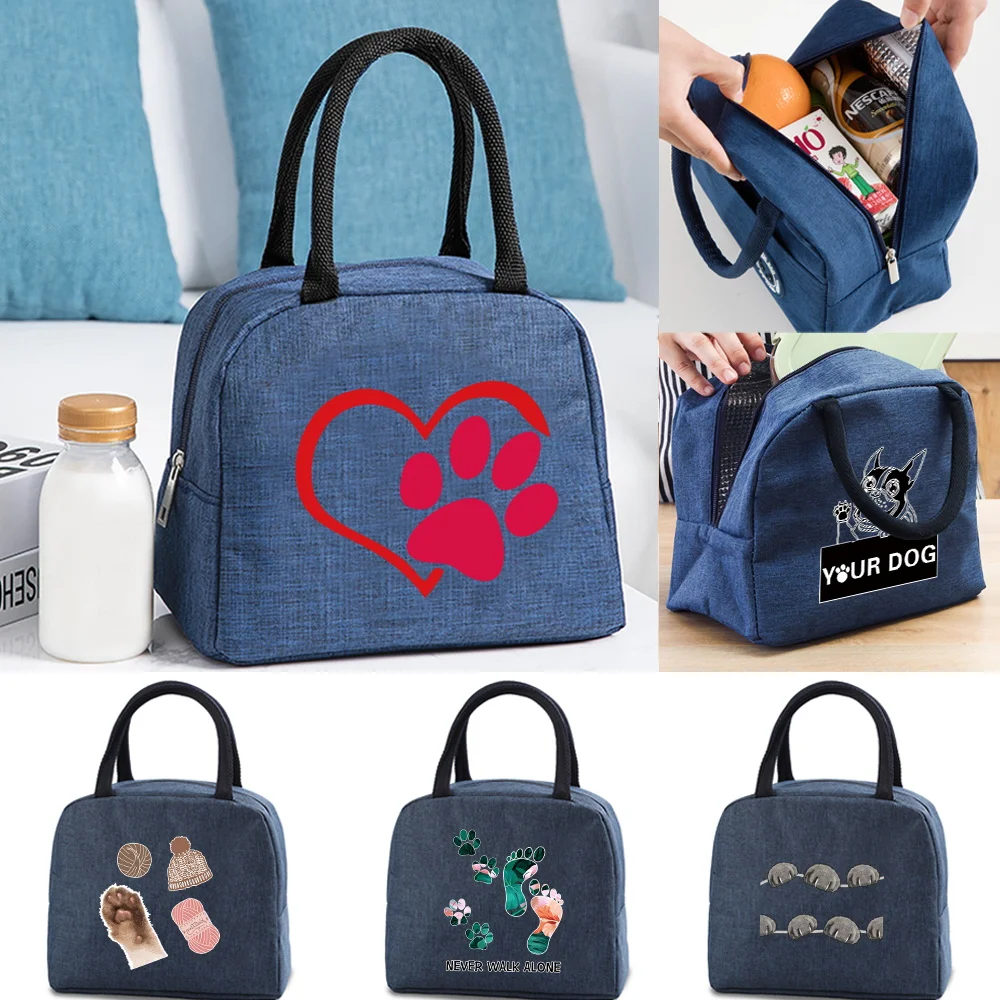 

Insulated Lunch Bag for Women Cooler Bag Portable Lunch Box Ice Pack Tote Kids Picnic Bags Food Bag for Work Footprints Pattern