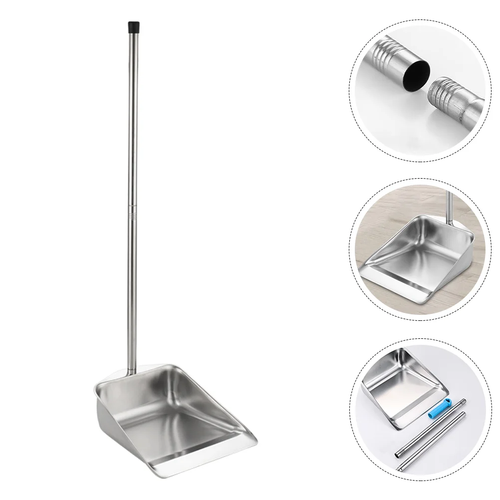 

Stainless Steel Saucepan Tall Dustpan Upright Standing Pan Metal Garbage Cleaning Dustpan Garbage Shovels Upright Dustpan