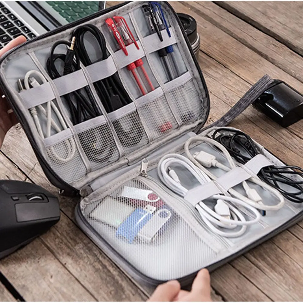

Новинка, портативная дорожная сумка для хранения кабеля и зарядного устройства, органайзер для документов на молнии, держатель для наушник...