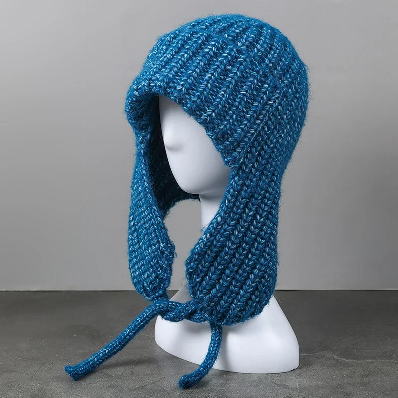 

2023 Winter Knit Pilot Hat Women's Outdoor Fashion Bomber Hat Men's Russian Warm Trapper Ushanka Ski Hat