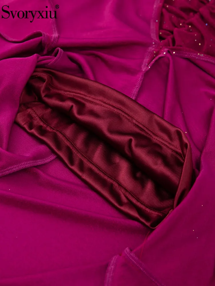 Svoryxiu модное подиумное осеннее бордовое элегантное длинное платье рыбий хвост