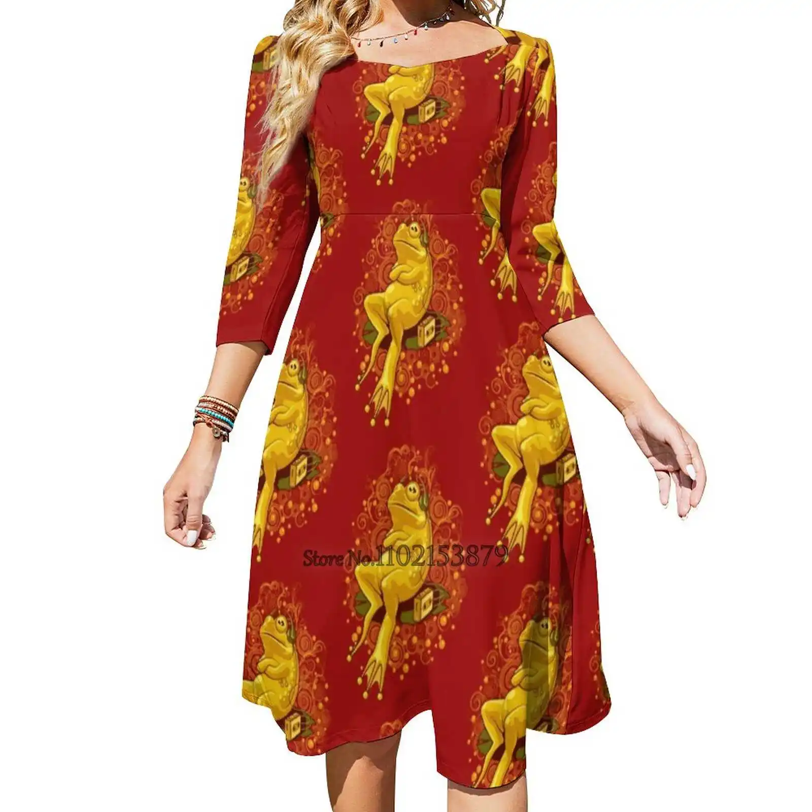 

Платье с открытой спиной, квадратным вырезом и принтом, 6Xl