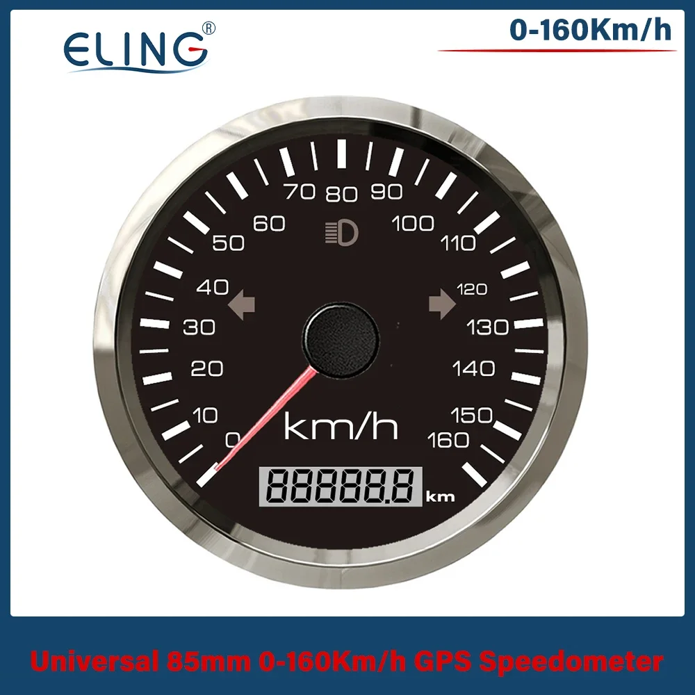 Фото ELING мотоцикл 85 мм GPS спидометр 0-125MPH 160MPH 0-200 км/ч сигнализация превышения скорости левый правый дальний свет с красной желтой подсветкой №1