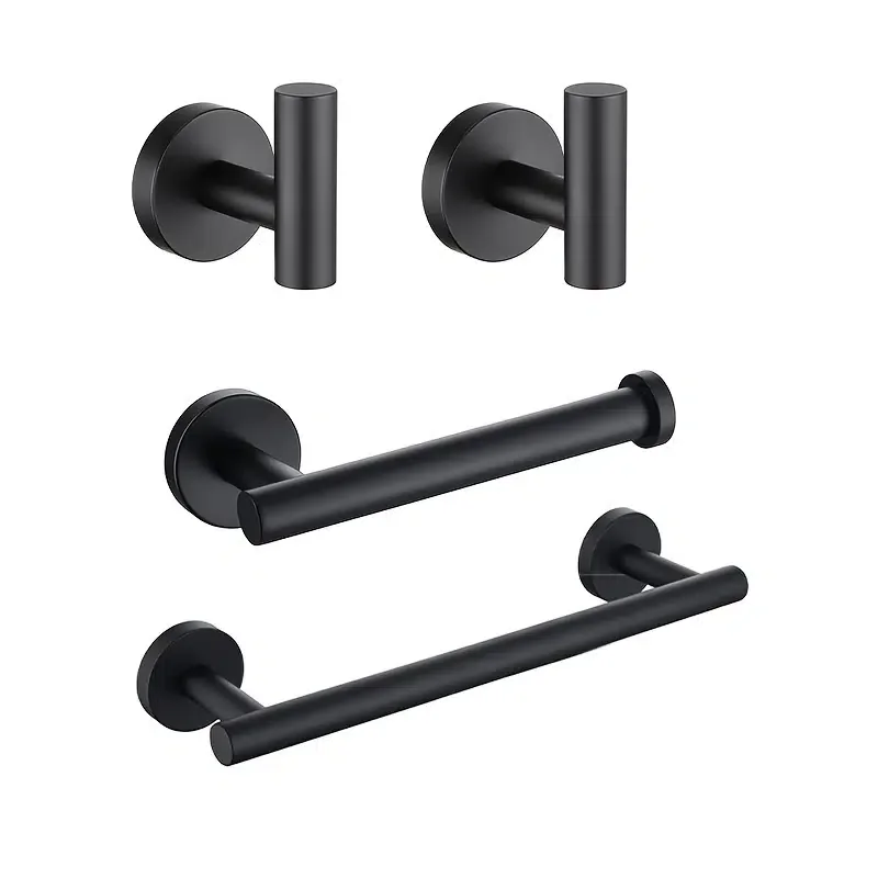 

Из 4 предметов, Набор принадлежностей для ванной комнаты из нержавеющей стали, набор черных настенных принадлежностей для ванной комнаты, п...