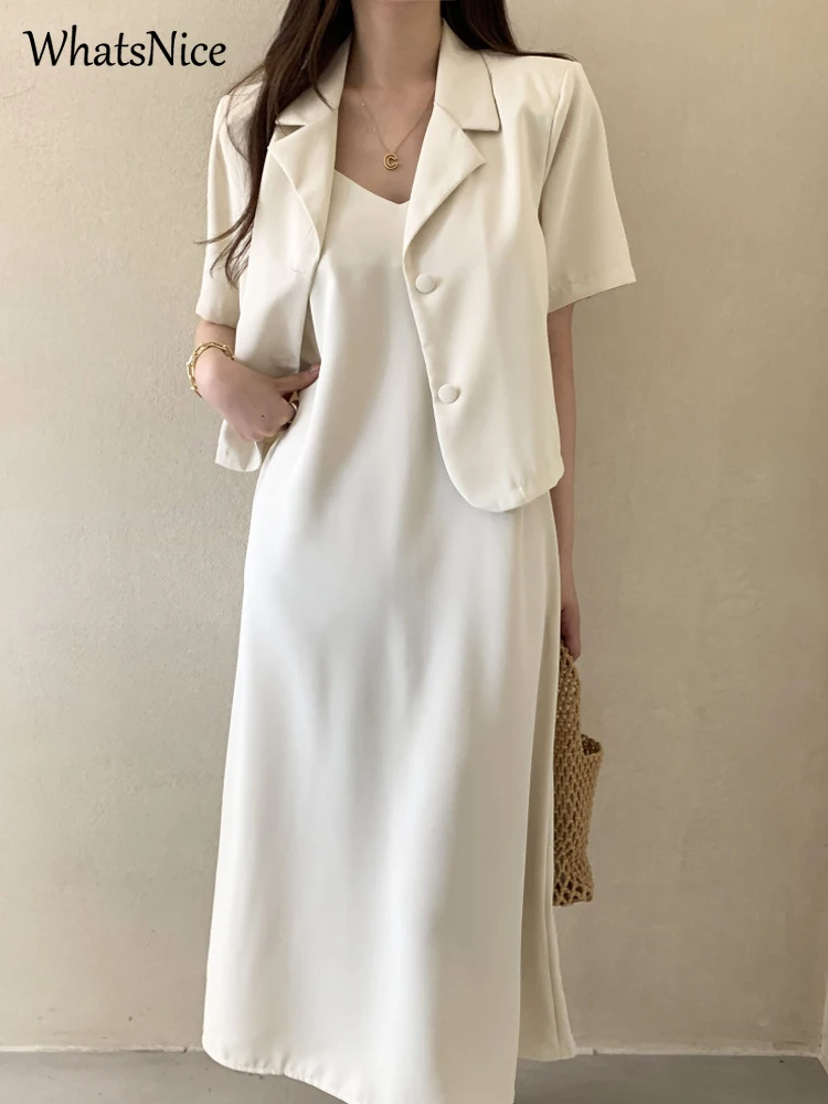 

Superior Design Ladies Two Piece Sets Womens Outifits Fashion Blazer Mujer and Dress Casual Summer Women High-grade Suit Female