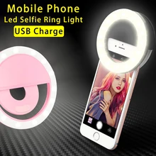 USB Charge LED Selfie Ring Light Mobile Phone Lens LED Selfie Lamp Ring For iPhone Samsung Xiaomi Huawei OPPO Phone Selfie Light 