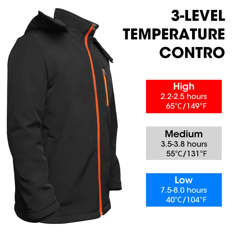 Зимняя мужская куртка с подогревом 7 4 В аккумуляторная батарея подогрев спины