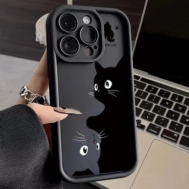Силиконовый чехол для телефона Cute Cat Samsung Galaxy A55 A15 A54 A16 A35 A25 A24 A14 S24 S25 Ultra S22 Plus S21 S20 S23