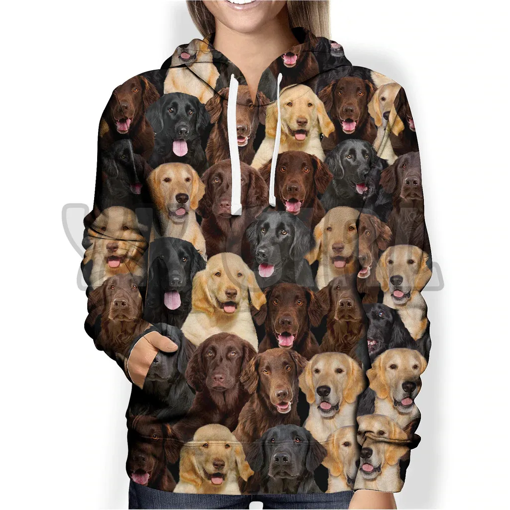 

You Will Have A Bunch Of Flat Coated Retrievers D Printed Hoodies Unisex Pullovers Funny Dog Hoodie Casual Street Tracksuit