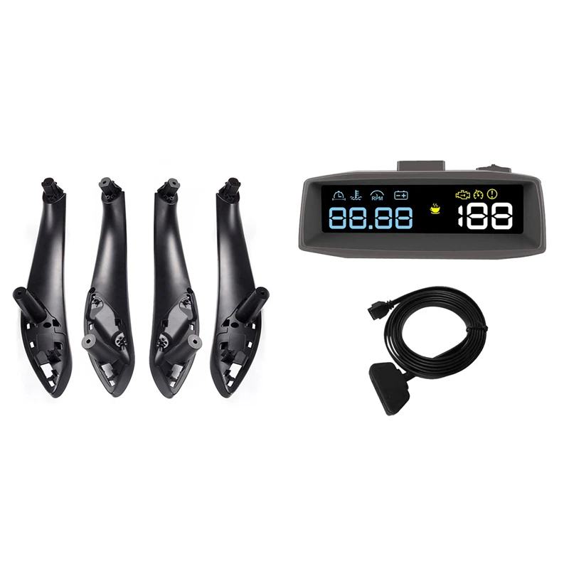 

2 Set Car Accessories: 1 Set Inner Doors Panel Handle Pull Trim Cover & 1 Set Universal Head Up Display Car HUD Display