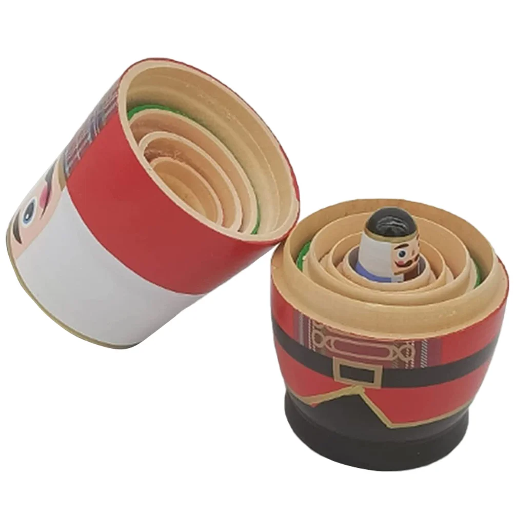 

Nesting Russian Christmas Nutcracker Matryoshka Stacking Wooden Toys Kids Stackable Children Toy Set Gift Wood Decorative