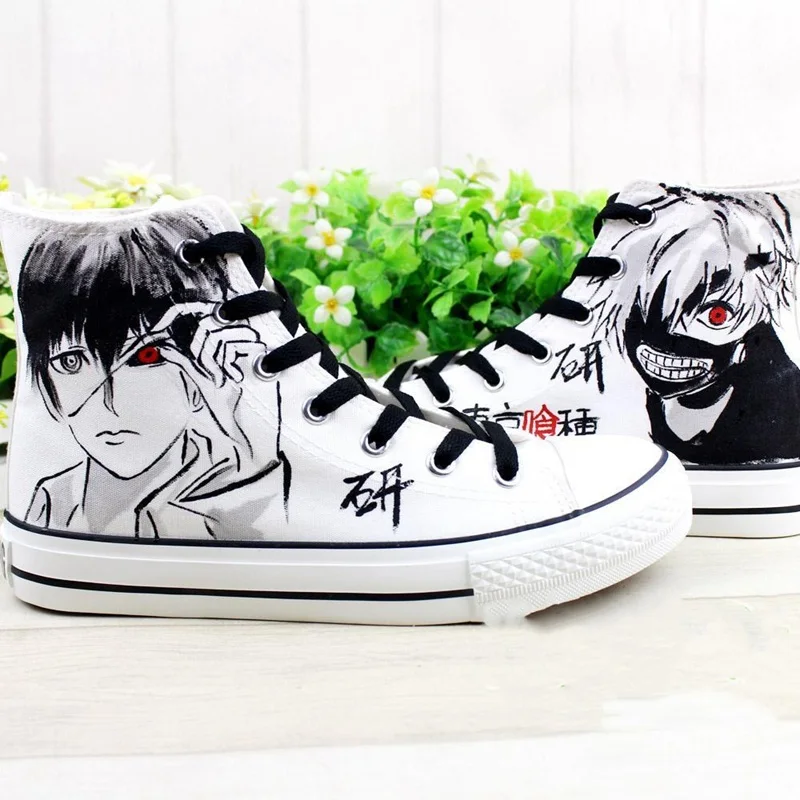 

Мужские и женские холщовые туфли с высоким верхом, Студенческая Токийский Гуль Кен канеки, Спортивная повседневная обувь с принтом, праздничная обувь для подарка
