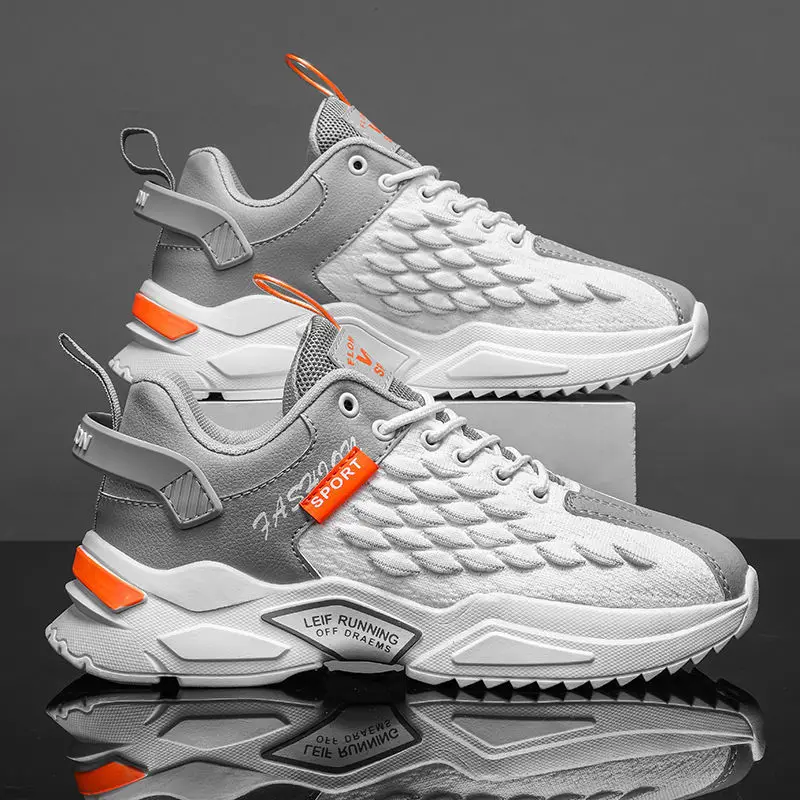 Fish Scale Men's Shoes Breathable Flying Woven Sneakers for Men Walking Footwear Outdoor Mountaineering Hiking Fitness Shoes