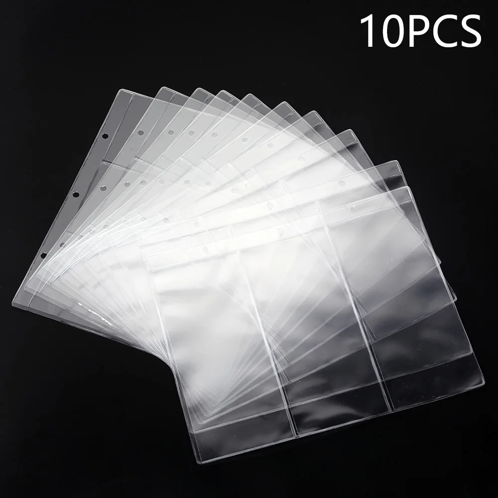 

10Pc Banknotes Album Page Paper Money Currency Collection Binder Sleeves 3-hole 3-Slot Loose Leaf Sheet Banknote Protection Bag