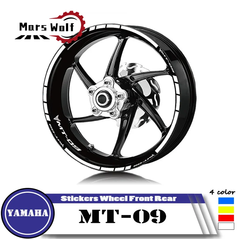 

Наклейки с логотипом мотоциклетных шин, дневные наклейки на колеса, передние и задние полосы, Светоотражающие Водонепроницаемые наклейки для YAMAHA MT09 mt09 на весь год
