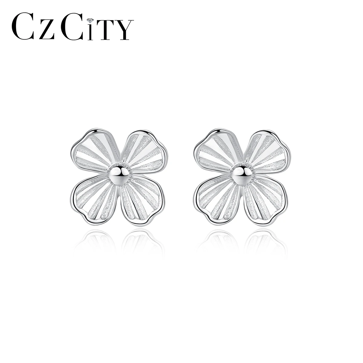 

CZCITY Pure 925 Sterling Silver Flower Stud Earrings Fine Jewelry Lovely Women Minimalist Flower Shaped pendientes mujer moda