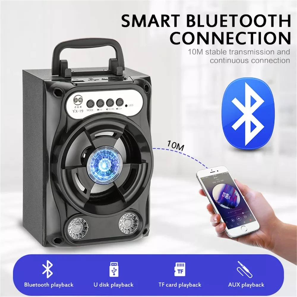 Bluetooth Speaker With Microphone Colorful LED Light Rechargeable Party Karaoke Machine Supports TF Card/USB FM enlarge