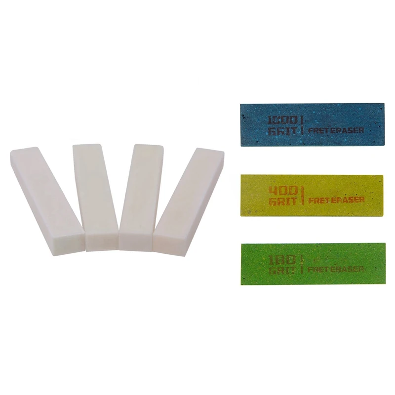 

4Pcs Bone Material DIY Unslotted Nut & 3Pcs Guitar Polishing Rubber Erasers Abrasive for Fretwire 180 & 400 & 1000 Grit