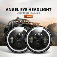 7 inch led headlight h4 drl round 7 headlights with yellow white angel eye for jeep wrangler lada niva 4x4 50w 30w accessory